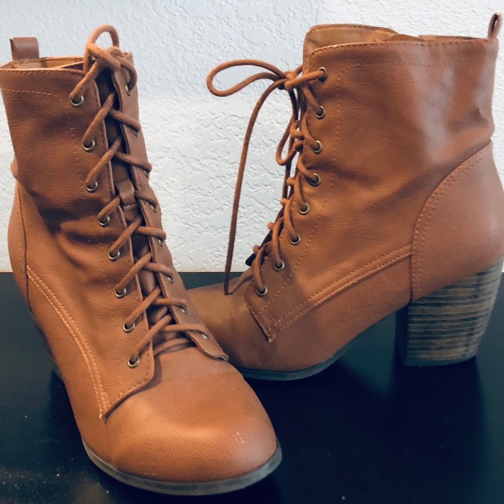 Cute Tan Combat Boots with Heels